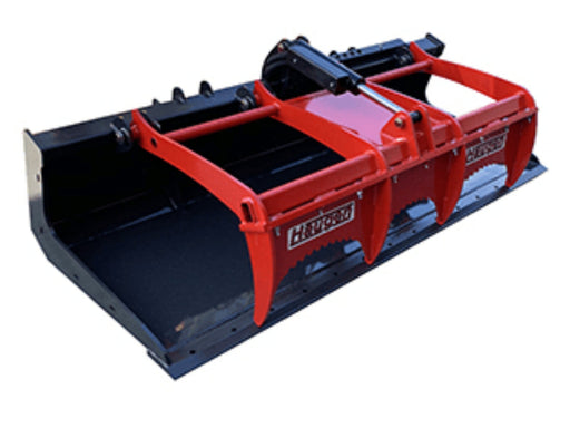 Skid steer bucket grapple attachment with single grapple clam and bolt-on teeth