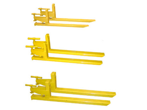 Haugen Clamp-On Forks with 2,000–6,000 lb capacity and 42–48 inch tines for tractors, skid steers, and loaders.