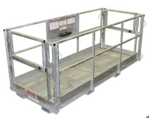 Heavy-duty galvanized man basket attachment designed for safe elevated work