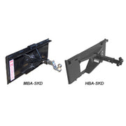 Haugen skid steer trailer spotter attachment with integrated receiver hitch and mounting plate
