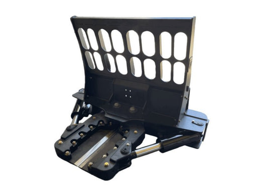 Tree shear attachment for skid steer land clearing.